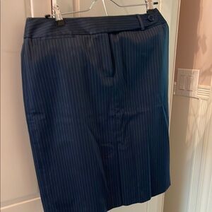 Talbots Blue pin-stripe Pencil Skirt Knee-Length, front pleat